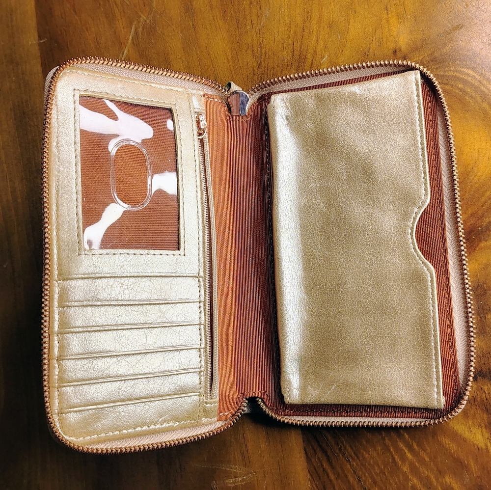 HOBO International Amoret Zip Around Wallet Gold - Picture 6 of 6